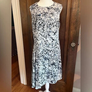 Andrew McQueen White Black Sleeveless Asymmetric Bottom Dress Women Sz M, US 6